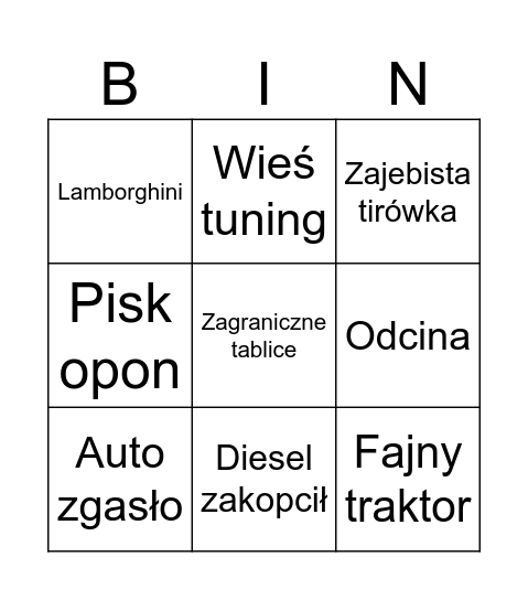 Bingo Spotter Bingo Card