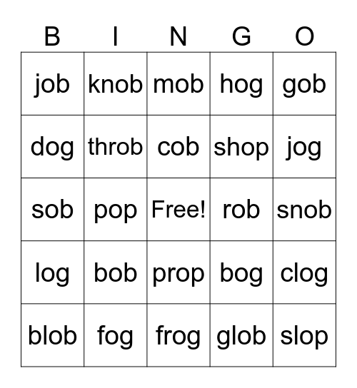 ob Bingo Card