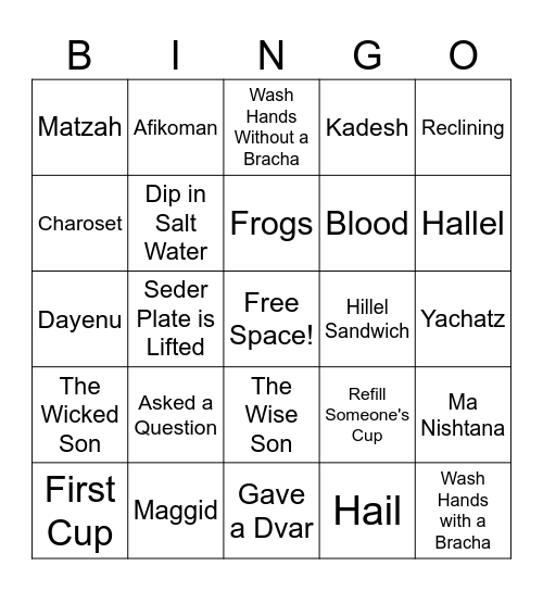 Pesach Bingo Card