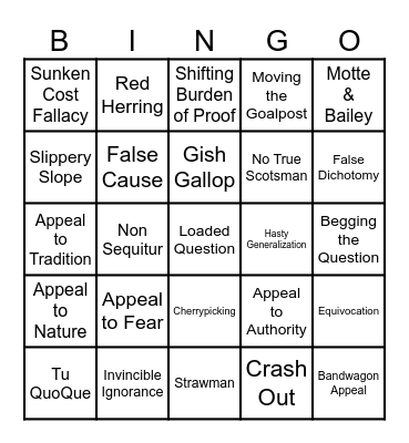 RRL Fallacy Bingo Card