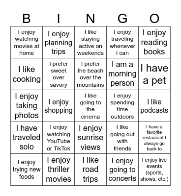 FoW Huddle Meeting Bingo Card