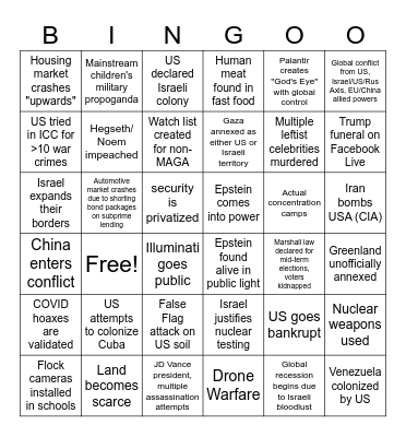 2026 Bingo Card Bingo Card