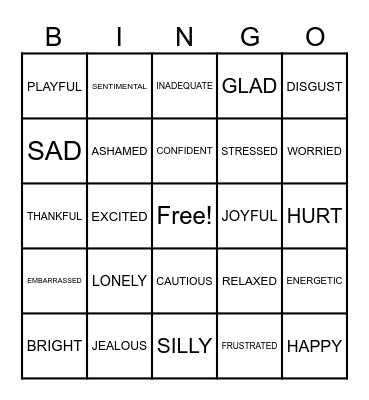Emotions Bingo Card