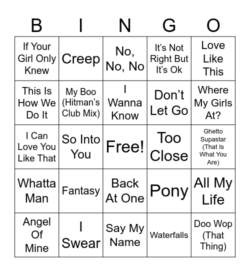 90s Rd2 Bingo Card