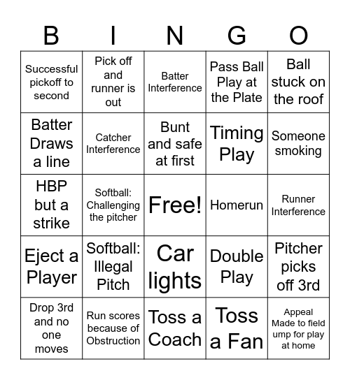 Umpire Bingo 2026 Bingo Card