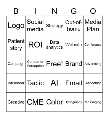 UPMC Marketing & Communications Bingo Card