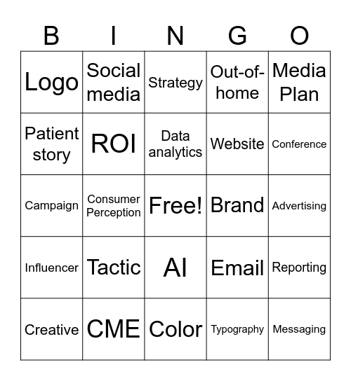 UPMC Marketing & Communications Bingo Card