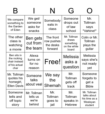 Bible Bingo Card