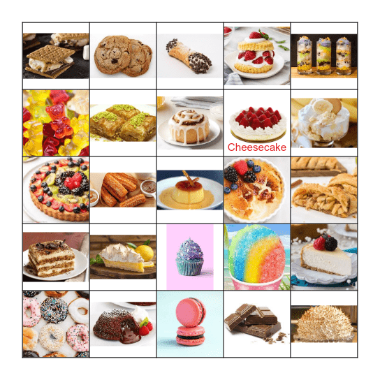 DESSERTS Bingo Card