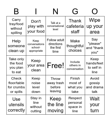 PBIS Commons Bingo Card