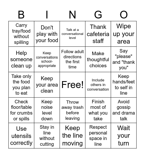 PBIS Commons Bingo Card