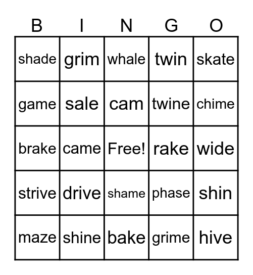 UFLI Lessons 54-55 Bingo Card