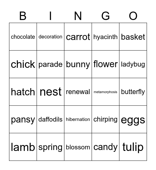 EASTER Bingo Card
