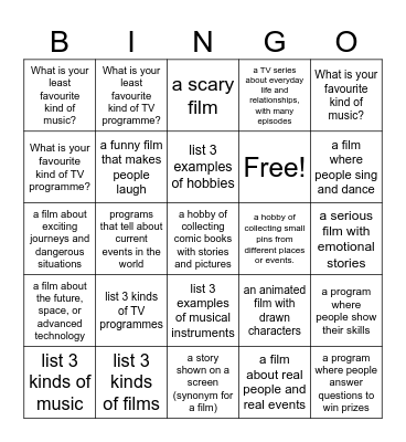 Junior Explorer 5 unit 6 Bingo Card