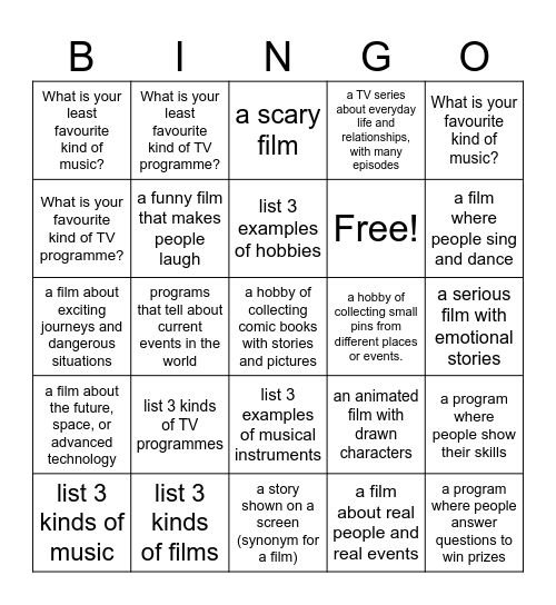Junior Explorer 5 unit 6 Bingo Card