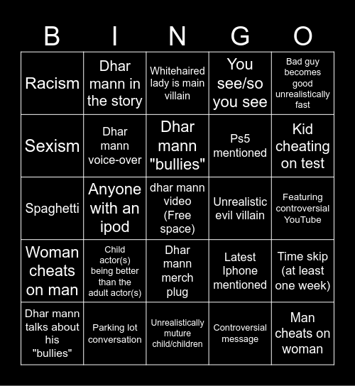Dhar dhar bings Bingo Card