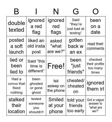 Chaos Bingo: Situationship Bingo Card