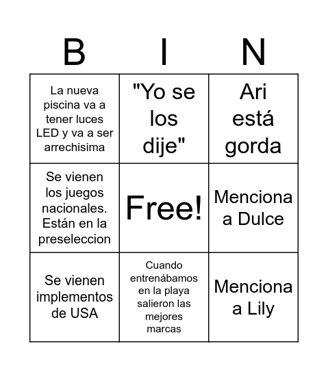 Reunión del coach Gomez Bingo Card