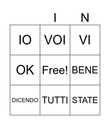 COOKING VERBS Bingo Card