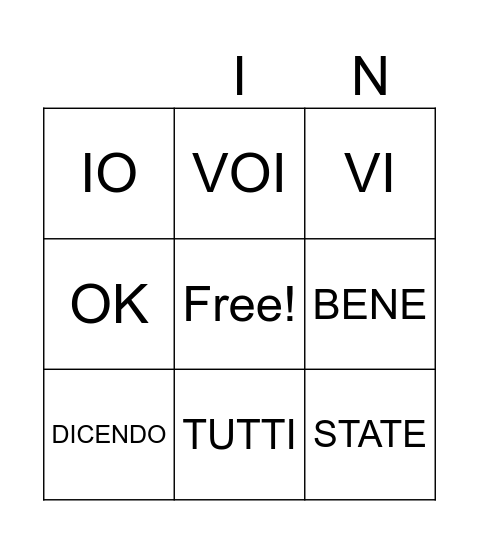 COOKING VERBS Bingo Card