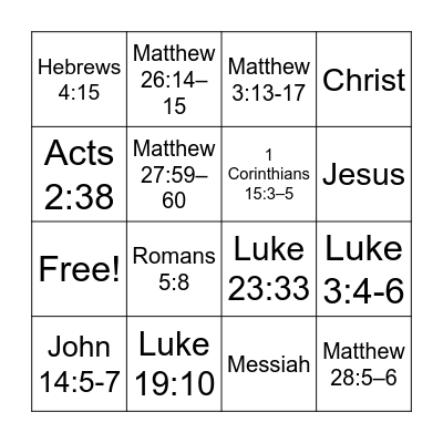 Easter Bingo Card