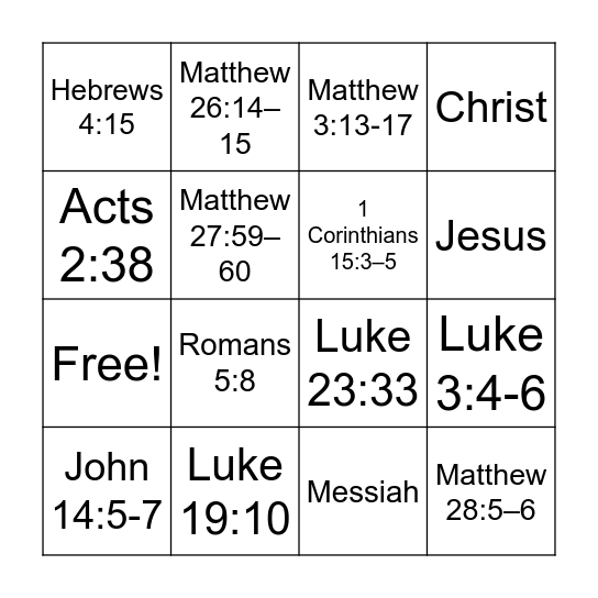 Easter Bingo Card