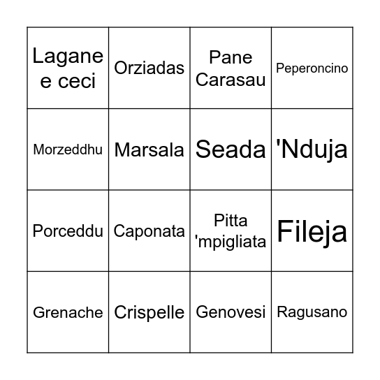 Island Bingo Card