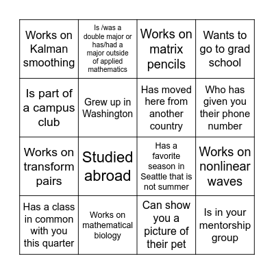 Find someone who... Bingo Card