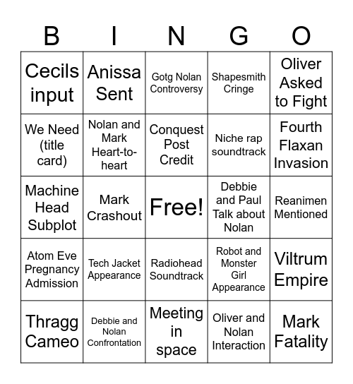 Invincible Ep.5 Predictions Bingo Card