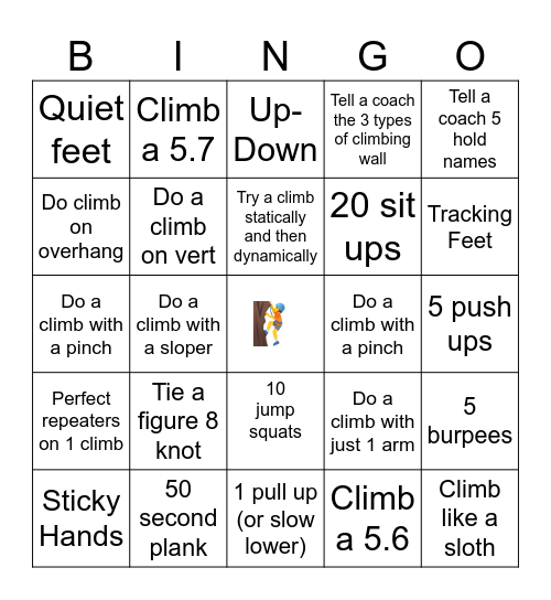 Climbing Bingo Card