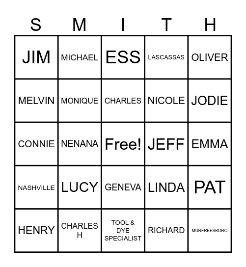 Smith Family Eggstravganza Bingo Card