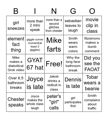Evidence Bingo Card