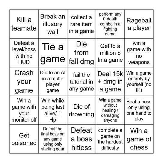 Lockout Bingo Card