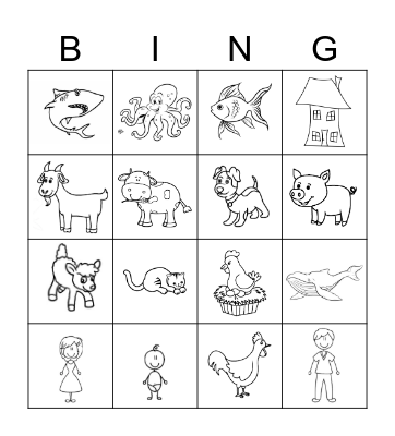Family & Animals Bingo Card