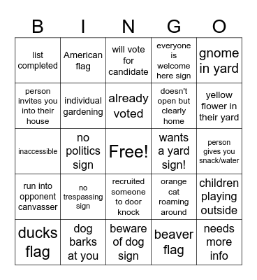 AFSCME CANVASS BINGO Card