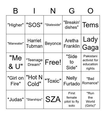 Womens History Month Bingo Card