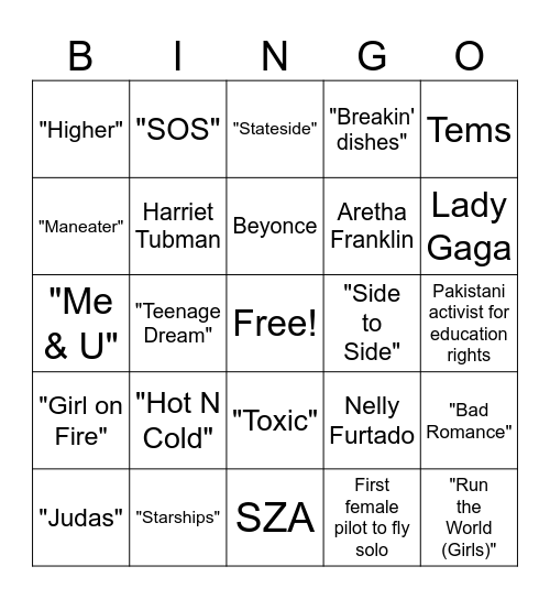 Womens History Month Bingo Card