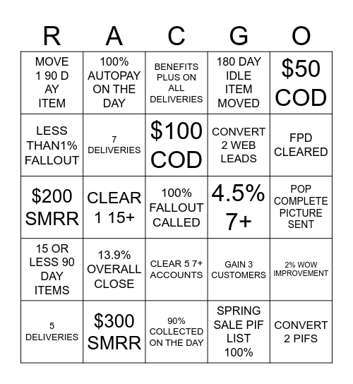 RACGO Bingo Card