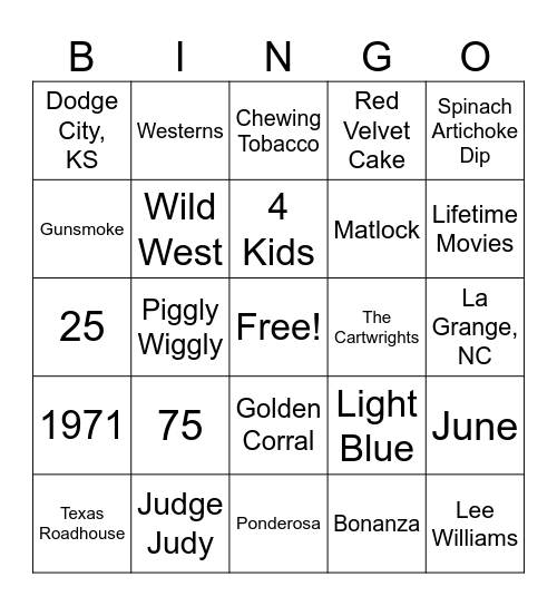 All Things Ada Mae Bingo Card
