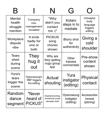 PICKUS Ep. 2 Bingo Card