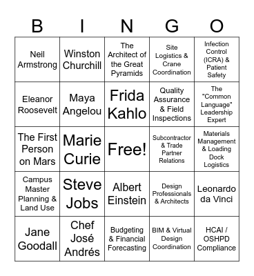 CCM at UCDH Bingo Card