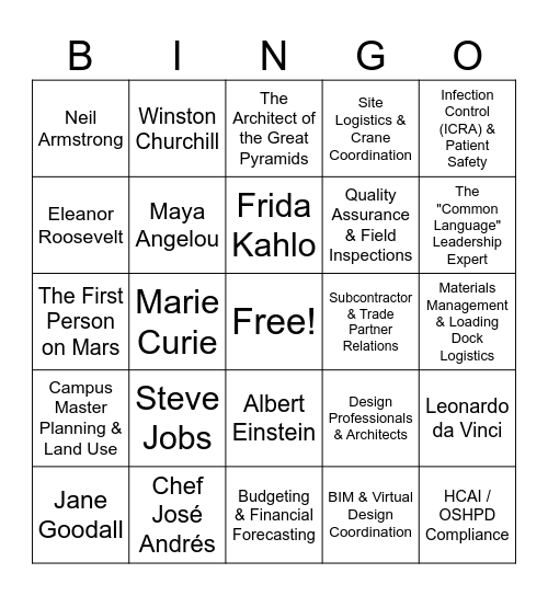 CCM at UCDH Bingo Card