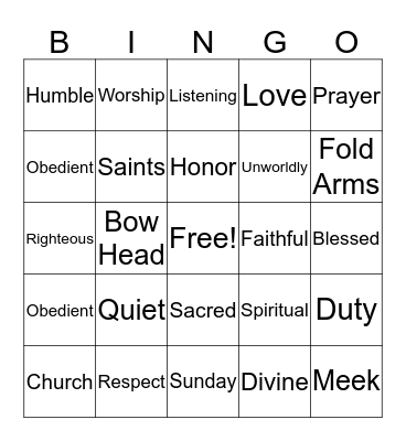 Reverent Bingo Card