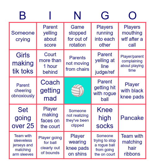 Volleyball Bingo Card