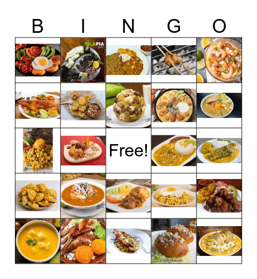 PLATOS TÍPICOS DEL ECUADOR Bingo Card