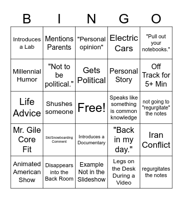 Mr.Gile Bingo Card