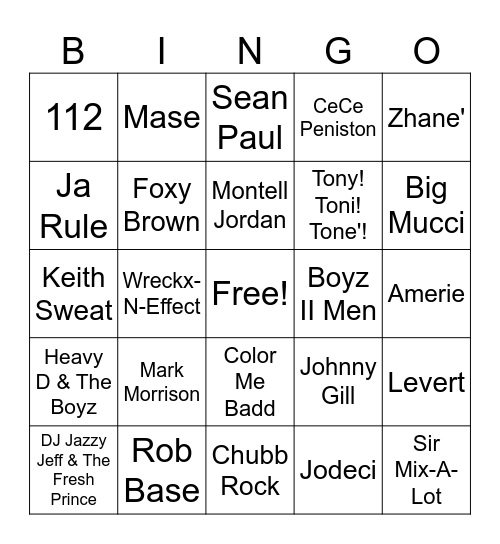 The Cookout Bingo Card