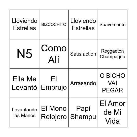 ♥ BINGO MUSICAL ♥ Bingo Card