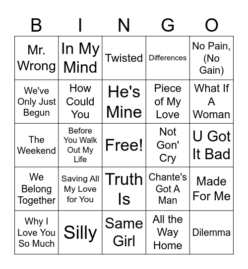 Delusional Bingo Card