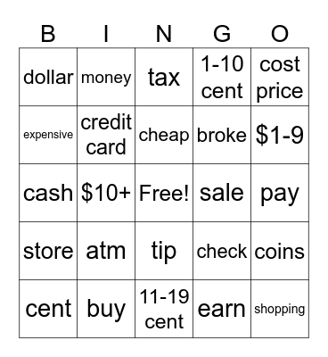 ASL 1 Money Bingo Card